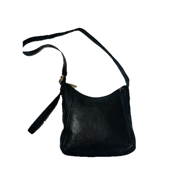 Michael Kors Black Pebbled Leather Hobo Shoulder Bag Crossbody Gold Hard emblem - Picture 2 of 7